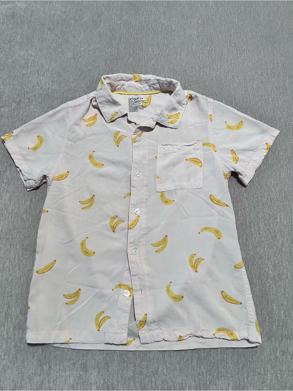 Cat & Jack Pale Pink Short-Sleeve Banana Print Button-Down Shirt